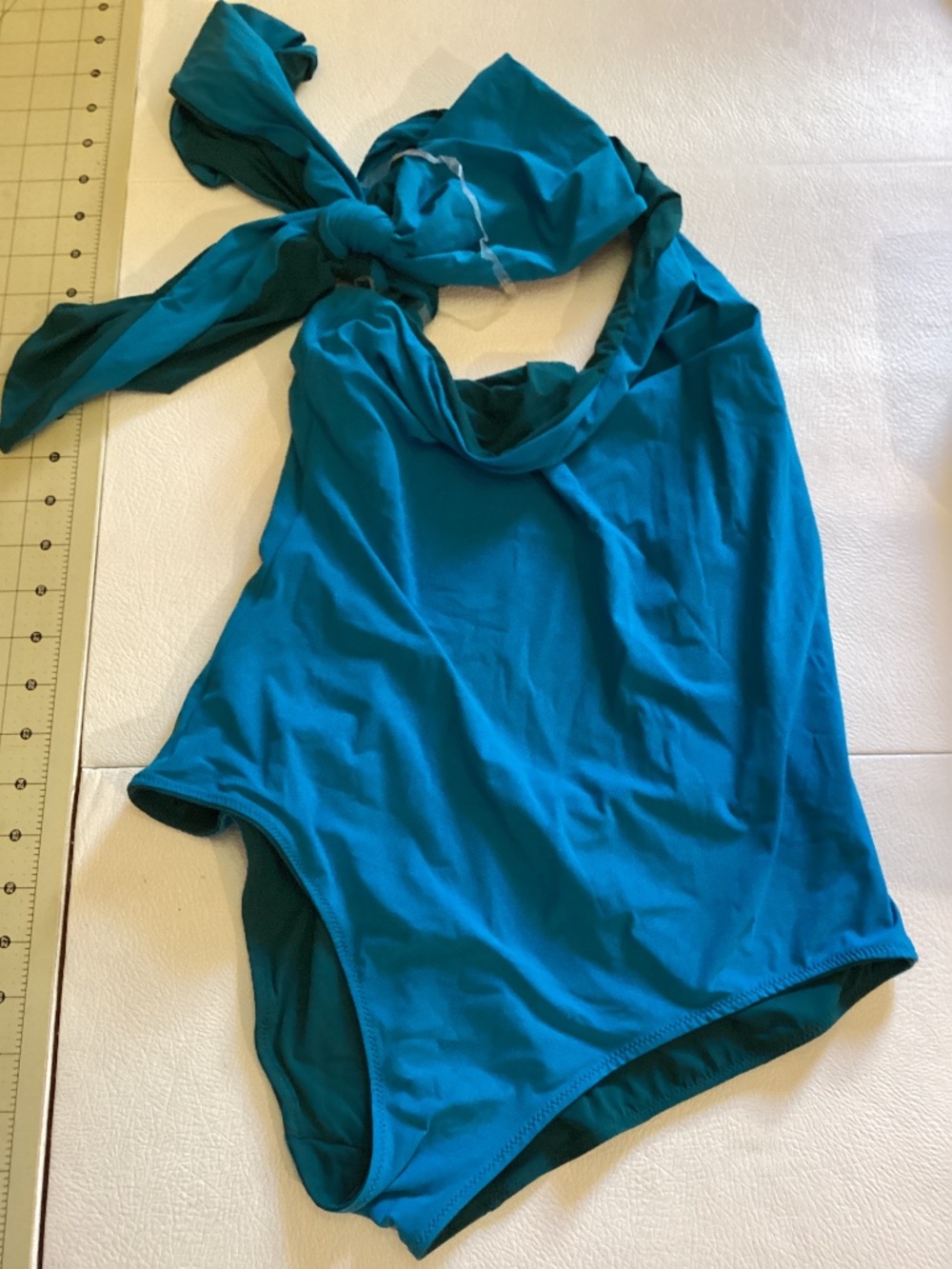 Araks Open Back One Piece Bathing Suit M reversible teal and dark turquoise NWT